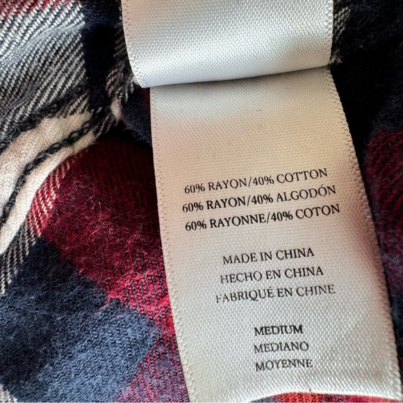 Rails Hunter Flannel Button Down Shirt Burgundy Blue White Plaid Print Size M - Picture 9 of 12